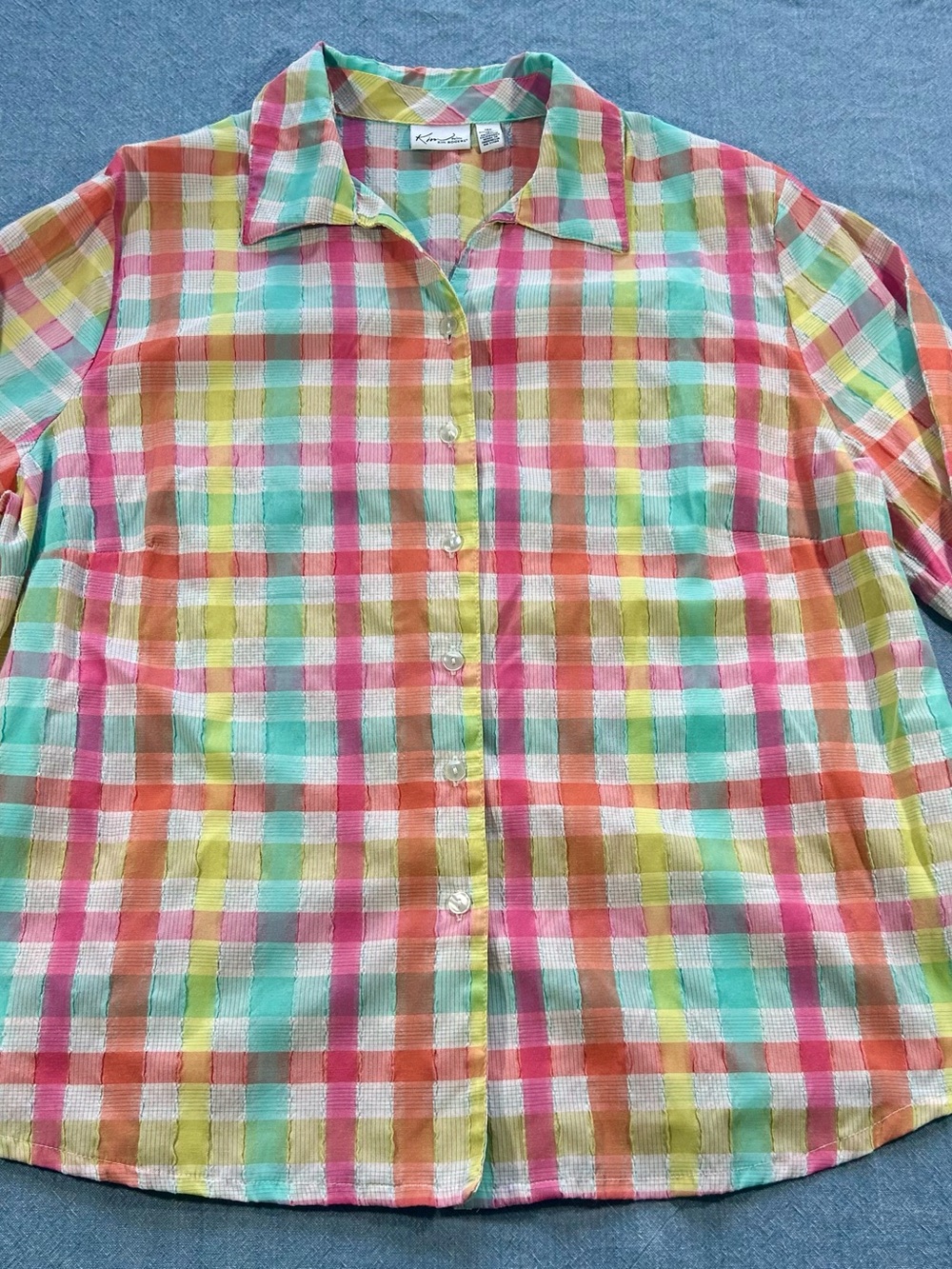 Kim Rogers Multicolor Plaid Button-Down Shirt for women